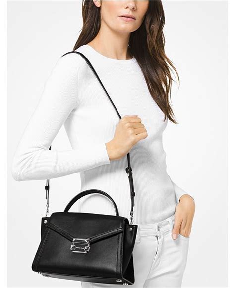 michael kors whitney silver chain satchel|Michael Kors Whitney Polished Leather Satchel .